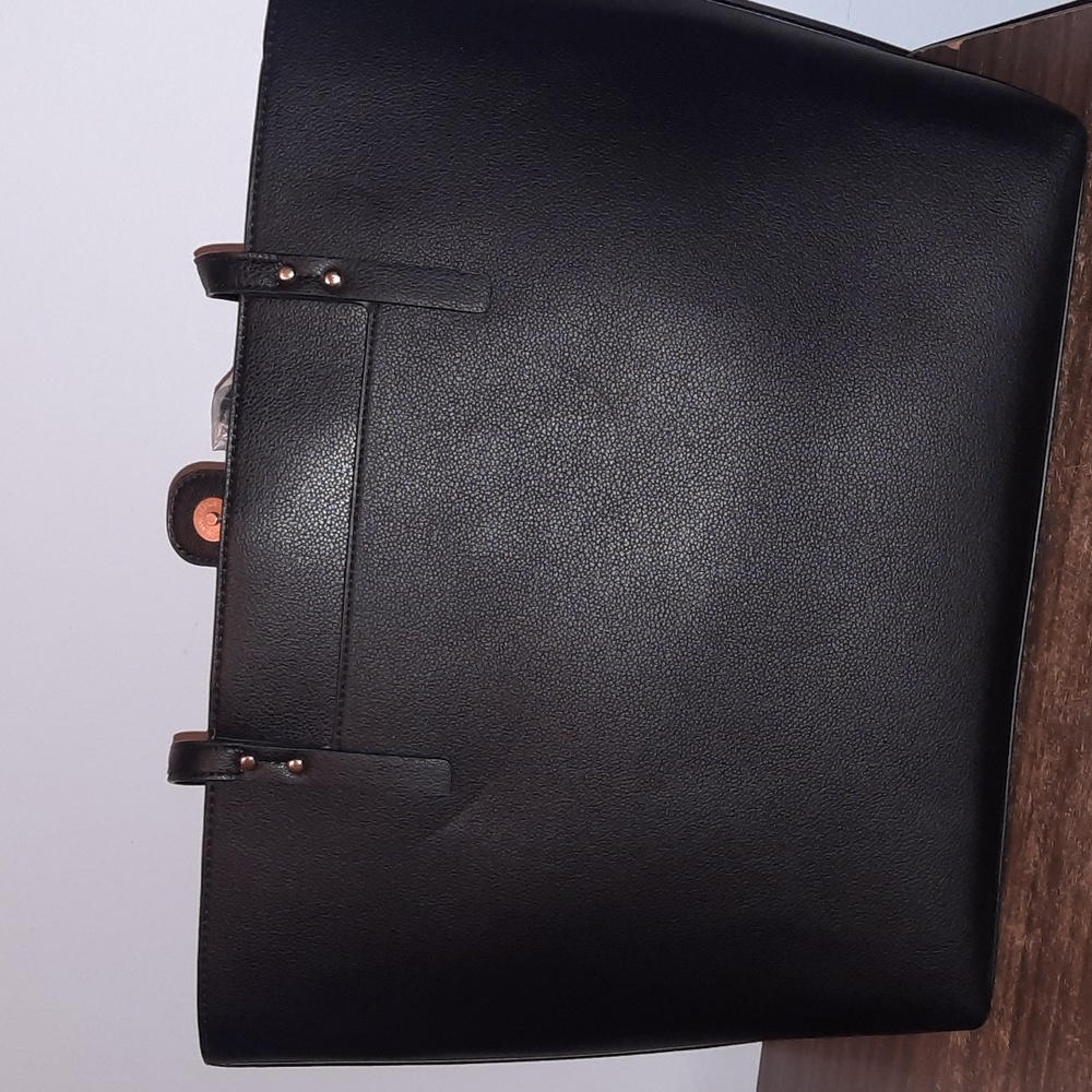 Anne Klein Black Tote with Floral Pouch - Picture 3 of 3